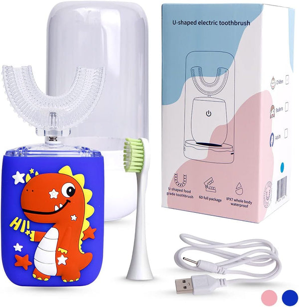 U-Shaped Kids Dinosaur Toothbrush Electric With Case