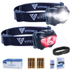 VITCHELO® - V800 Headlamp with White and Red LED Lights - Pack Of Two