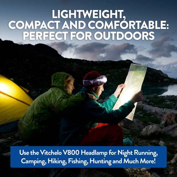 VITCHELO® - V800 Headlamp with White and Red LED Lights - Pack Of Two